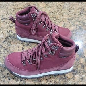 The North Face Maroon Red Suede Lace Up Hiking Boots Womens Athletic Shoes 7 New